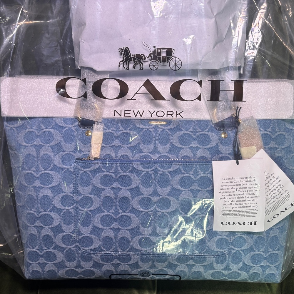 NWT Coach Denim Blue Signature Tote - Picture 10 of 16